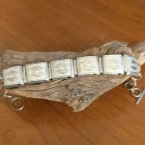 Aztec Design Sterling Silver Bracelet